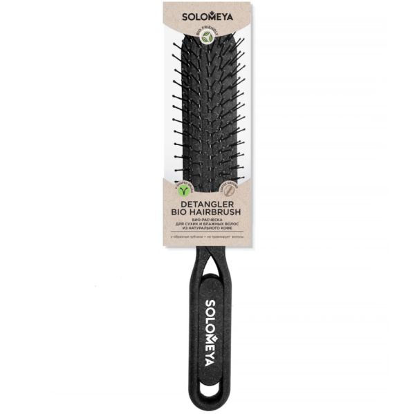 SOLOMEYA Bio comb for detangling dry and wet hair MADE OF NATURAL COFFEE