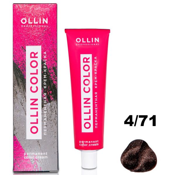 Permanent cream hair dye COLOR 4/71 OLLIN 100 ml