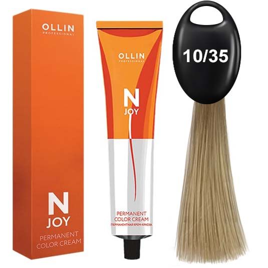 Permament cream color 10/35 light blond golden mahogany OLLIN N-JOY 100 ml