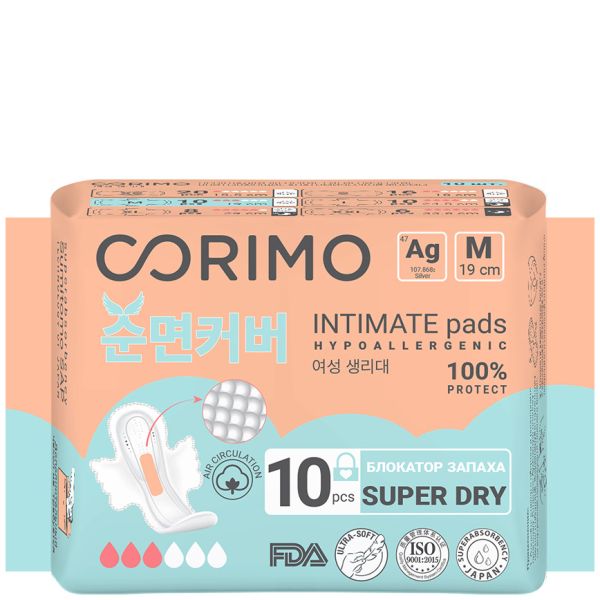 CORIMO Women's pads M - 19 cm anatomical shape, 10 pcs