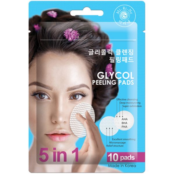 MI-RI-NE Facial peeling pads 5 in 1 GLYCOL cleansing pads 10 pcs