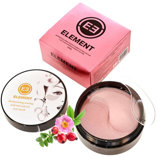 ELEMENT Hydrogel eye patches ROSE HIP and ROSE anti-aging Pink 60 pcs